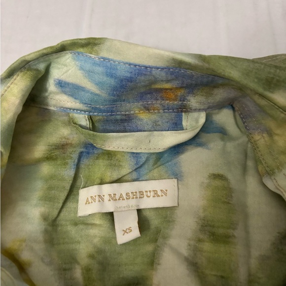 Ann Mashburn Floral Print Button Front Green Dress Size XS - Picture 4 of 8